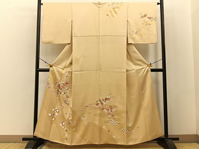 平和屋着物●訪問着 駒刺繍 松竹梅 有職花文 金彩 正絹 逸品 BAAW5167hj