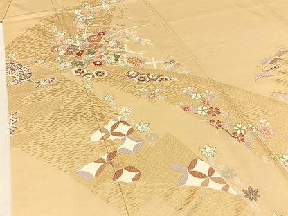 平和屋着物●訪問着 駒刺繍 松竹梅 有職花文 金彩 正絹 逸品 BAAW5167hj