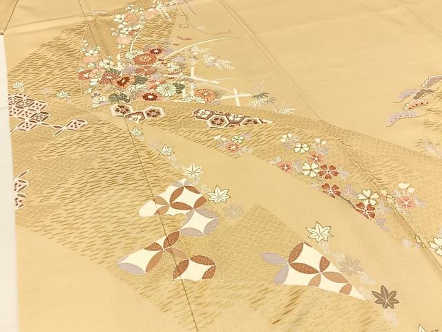 平和屋着物●訪問着 駒刺繍 松竹梅 有職花文 金彩 正絹 逸品 BAAW5167hj