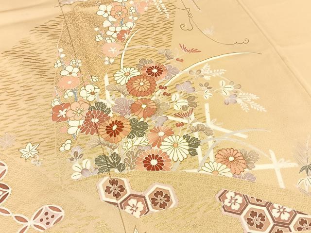 平和屋着物●訪問着 駒刺繍 松竹梅 有職花文 金彩 正絹 逸品 BAAW5167hj