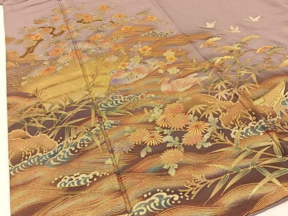 平和屋着物●豪華色留袖 作家物 流水花鳥文 暈し染め 金銀彩 正絹 逸品 BAAW5170hj