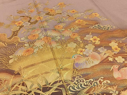平和屋着物●豪華色留袖 作家物 流水花鳥文 暈し染め 金銀彩 正絹 逸品 BAAW5170hj