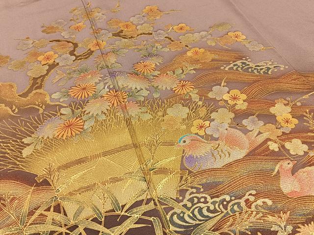 平和屋着物●豪華色留袖 作家物 流水花鳥文 暈し染め 金銀彩 正絹 逸品 BAAW5170hj