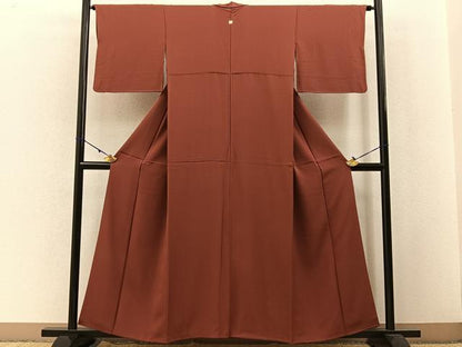 平和屋着物●上質な色無地 蘇芳色 正絹 逸品 BAAW5171hj