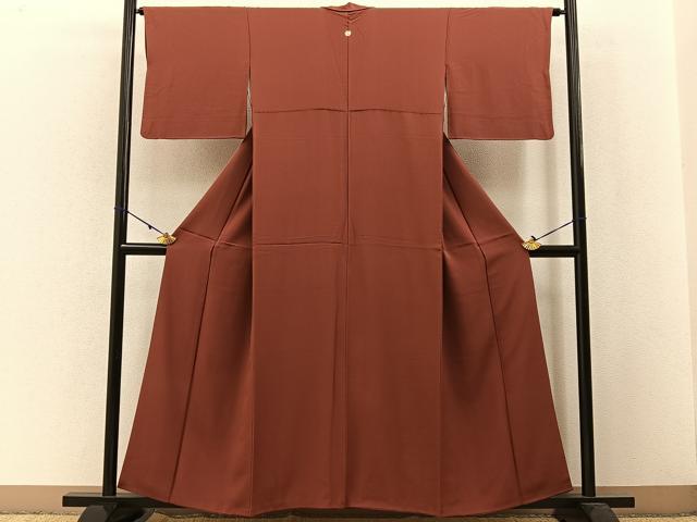 平和屋着物●上質な色無地 蘇芳色 正絹 逸品 BAAW5171hj
