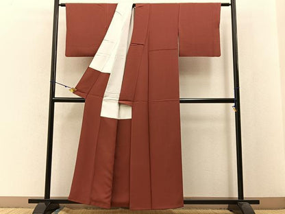 平和屋着物●上質な色無地 蘇芳色 正絹 逸品 BAAW5171hj