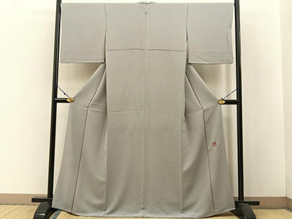 平和屋着物●上質な色無地 作家物 灰青色 正絹 逸品 BAAW5172hj