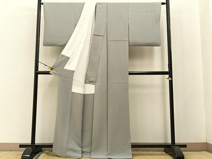平和屋着物●上質な色無地 作家物 灰青色 正絹 逸品 BAAW5172hj