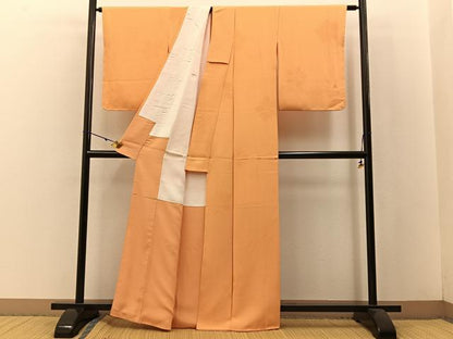 平和屋着物●上質な色無地 花地紋 萱草色 正絹 逸品 BAAW5174hj