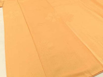 平和屋着物●上質な色無地 花地紋 萱草色 正絹 逸品 BAAW5174hj