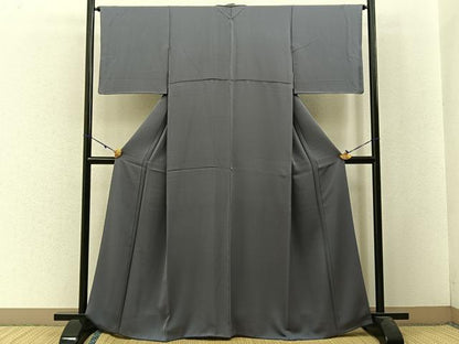 平和屋着物●上質な色無地 薄鼠色 正絹 逸品 BAAW5175hj