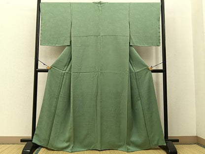平和屋着物●上質な色無地 若葉色 正絹 逸品 未使用 BAAW5176hj