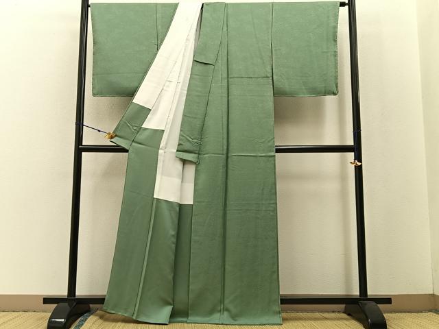 平和屋着物●上質な色無地 若葉色 正絹 逸品 未使用 BAAW5176hj