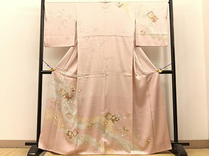 平和屋着物●訪問着 松皮菱枝花文 金彩 正絹 逸品 BAAW5179hj
