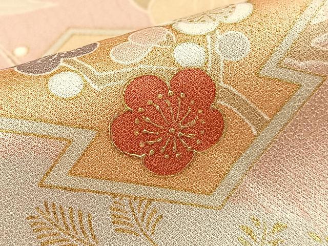 平和屋着物●訪問着 松皮菱枝花文 金彩 正絹 逸品 BAAW5179hj