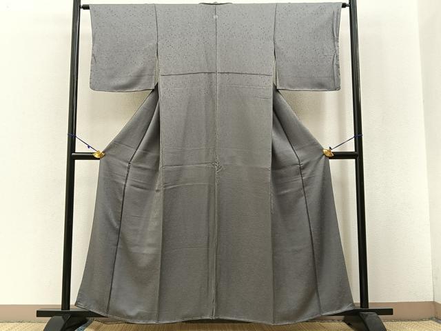 平和屋着物●上質な色無地 籬花地紋 鼠色 正絹 逸品 未使用 BAAW5183hj