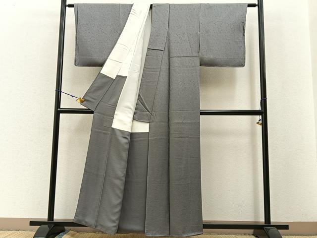 平和屋着物●上質な色無地 籬花地紋 鼠色 正絹 逸品 未使用 BAAW5183hj