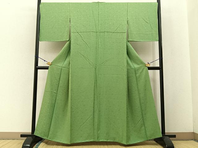平和屋着物●上質な色無地 花地紋 薄萌黄色 やまと誂製 正絹 逸品 BAAW5184hj