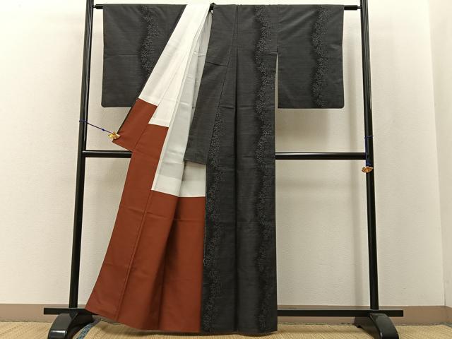 平和屋着物●本場大島紬 草花文 正絹 逸品 未使用 BAAW5185hj