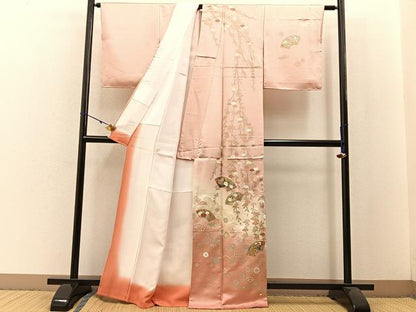 平和屋着物●訪問着 地紙有職花文 暈し染め 金彩 正絹 逸品 BAAW5186hj