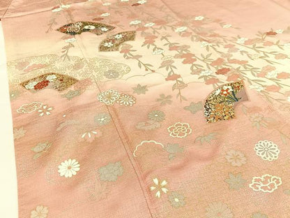 平和屋着物●訪問着 地紙有職花文 暈し染め 金彩 正絹 逸品 BAAW5186hj