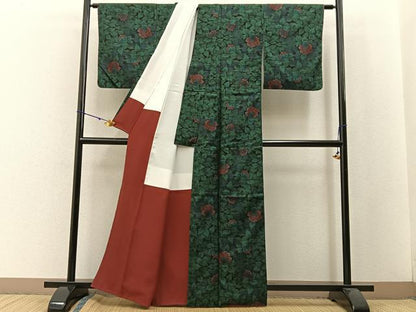 平和屋着物●本場大島紬 9マルキ 草花文 正絹 逸品 BAAW5187hj