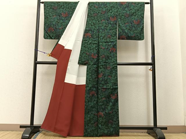 平和屋着物●本場大島紬 9マルキ 草花文 正絹 逸品 BAAW5187hj