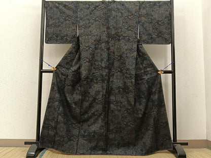平和屋着物●本場大島紬 9マルキ 更紗花鳥文 正絹 逸品 未使用 BAAW5188hj