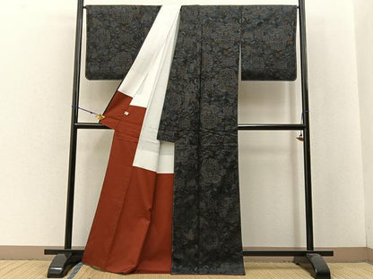 平和屋着物●本場大島紬 9マルキ 更紗花鳥文 正絹 逸品 未使用 BAAW5188hj
