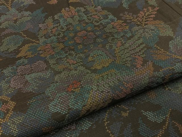 平和屋着物●本場大島紬 9マルキ 更紗花鳥文 正絹 逸品 未使用 BAAW5188hj