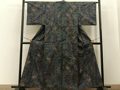 平和屋着物●本場大島紬 9マルキ 草花文 正絹 逸品 BAAW5189hj