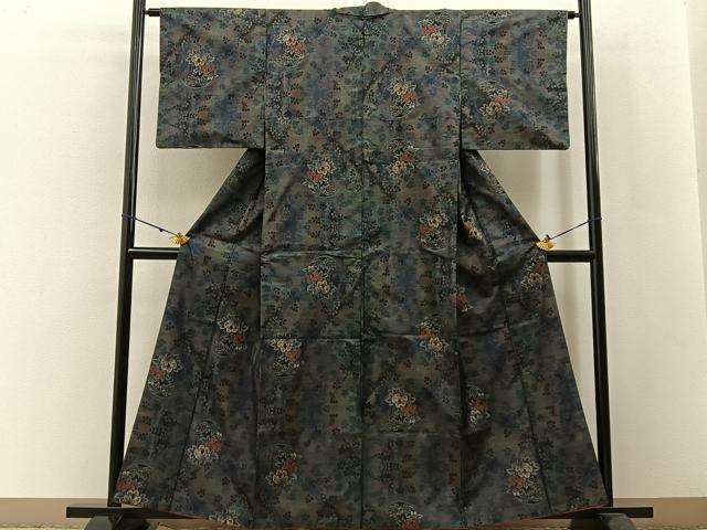 平和屋着物●本場大島紬 9マルキ 草花文 正絹 逸品 BAAW5189hj