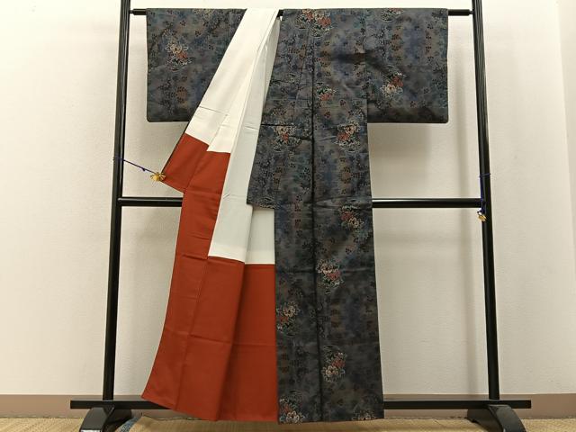 平和屋着物●本場大島紬 9マルキ 草花文 正絹 逸品 BAAW5189hj