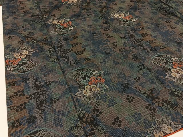 平和屋着物●本場大島紬 9マルキ 草花文 正絹 逸品 BAAW5189hj