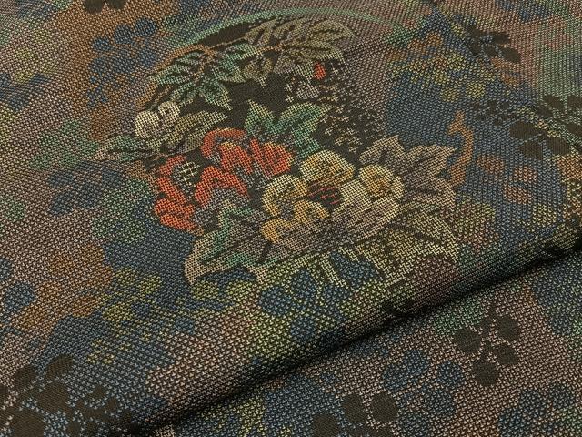 平和屋着物●本場大島紬 9マルキ 草花文 正絹 逸品 BAAW5189hj