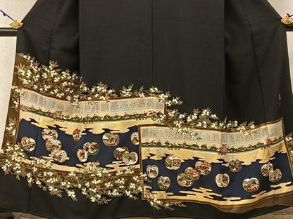 平和屋着物●松尾光琳 黒留袖 駒刺繍 平安人物文 金彩 正絹 逸品 BAAW5190hj