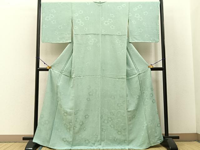 平和屋着物●上質な色無地 花地紋 裏葉柳色 正絹 逸品 BAAW5191hj