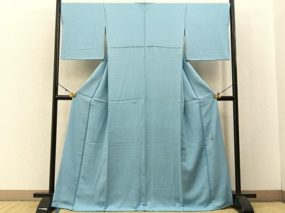 平和屋着物●本草木染作家 圓啓 色無地 菊地紋 水色 やまと誂製 正絹 逸品 BAAW5192hj