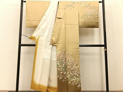 平和屋着物●訪問着 草花文 暈し染め 金彩 正絹 逸品 BAAW5195hj