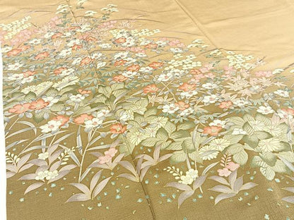 平和屋着物●訪問着 草花文 暈し染め 金彩 正絹 逸品 BAAW5195hj