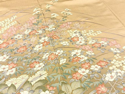 平和屋着物●訪問着 草花文 暈し染め 金彩 正絹 逸品 BAAW5195hj