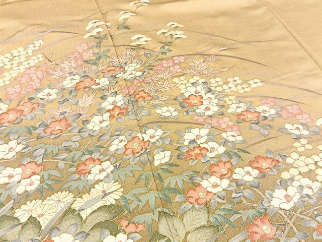 平和屋着物●訪問着 草花文 暈し染め 金彩 正絹 逸品 BAAW5195hj