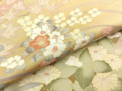 平和屋着物●訪問着 草花文 暈し染め 金彩 正絹 逸品 BAAW5195hj