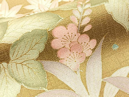 平和屋着物●訪問着 草花文 暈し染め 金彩 正絹 逸品 BAAW5195hj