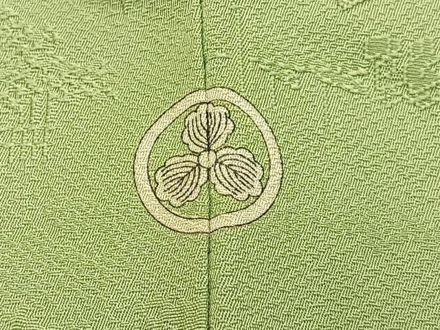 平和屋着物●上質な色無地 東海道五拾三次地紋 若菜色 正絹 逸品 BAAW5198hj