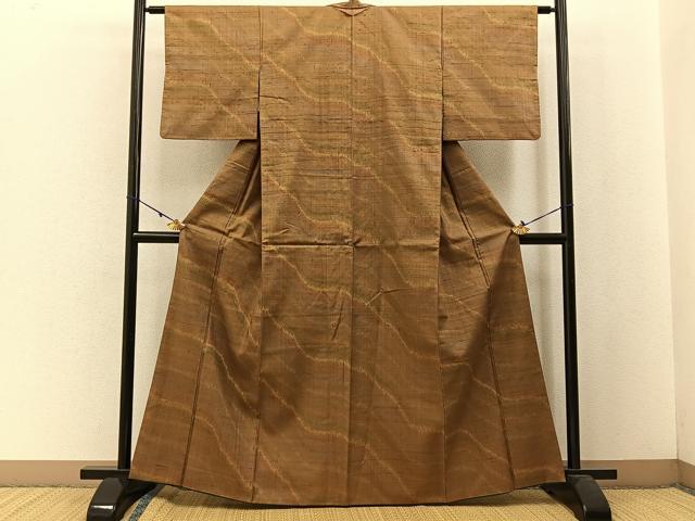平和屋着物●上質な紬 流線文 正絹 逸品 BAAW5200hj
