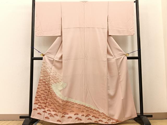 平和屋着物■豪華色留袖 駒刺繍 浜松文 金彩 正絹 逸品 BAAW5215hj