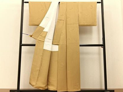 平和屋着物■上質な色無地 冊子地紋 砥の粉色 正絹 逸品 BAAW5233hj
