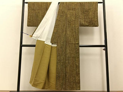 平和屋着物■上質な紬　縞　正絹　逸品　BAAW5234hj