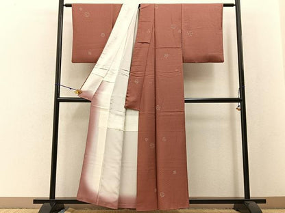 平和屋着物■友禅作家の巨匠 浅井青仁 小紋 花丸文 金彩 正絹 逸品 BAAW5237hj